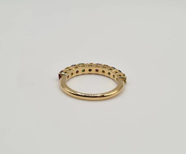 Bague 51.5 Bague en or jaune et saphirs multicolores 58 Facettes