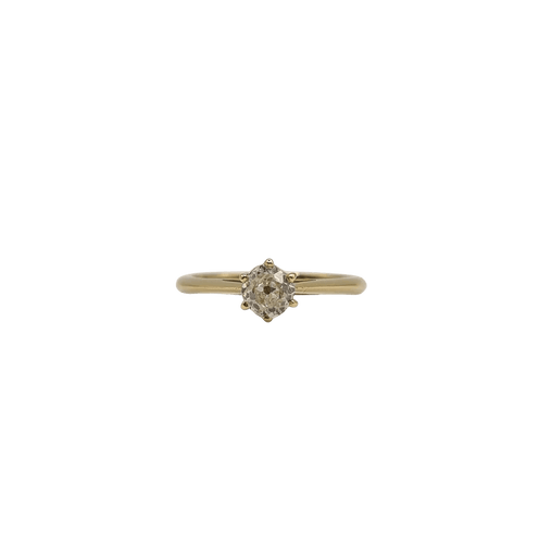 Bague 50 Solitaire or jaune serti d'un diamant taille ancienne 58 Facettes