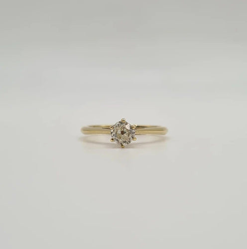 Bague 50 Solitaire or jaune serti d'un diamant taille ancienne 58 Facettes