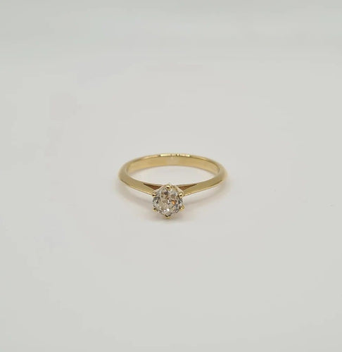 Bague 50 Solitaire or jaune serti d'un diamant taille ancienne 58 Facettes