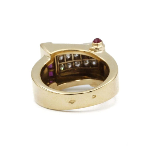 Bague 54 Bague or jaune diamants rubis 58 Facettes 220057R