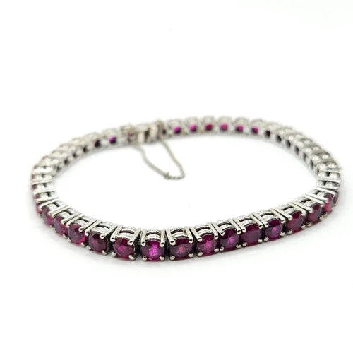 Bracelet Bracelet tennis en or blanc serti de rubis 58 Facettes