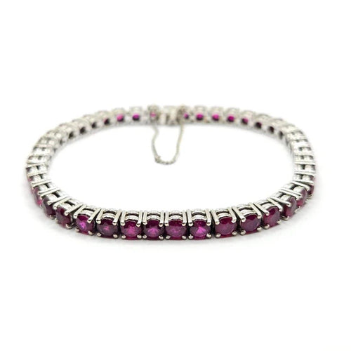 Bracelet Bracelet tennis en or blanc serti de rubis 58 Facettes