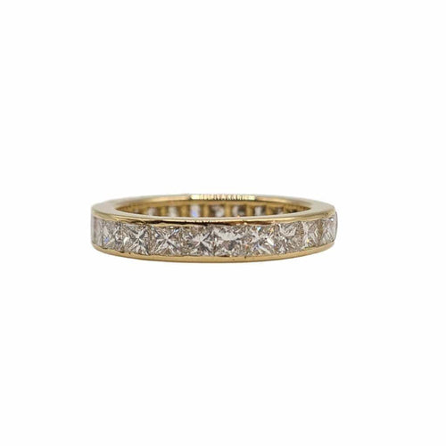 Bague 55 Alliance tour complet or jaune sertie de diamants princesses 58 Facettes