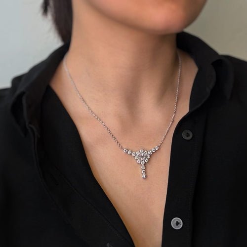 Collier Collier - Or blanc & 4,15 carats de Diamants 58 Facettes 250386R
