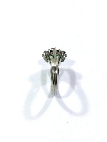 Bague 52 Bague en or blanc 18 carats avec diamants et pierre verte synthétique 58 Facettes