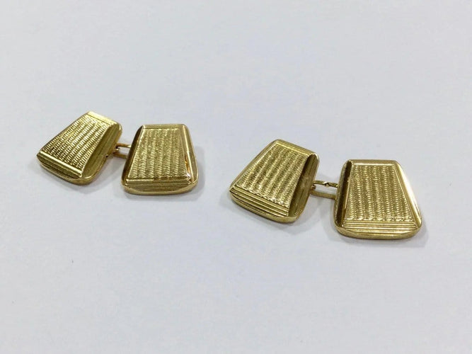 Boutons de manchette Boutons de manchette trapèzes en or jaune 18 carats 58 Facettes 950860