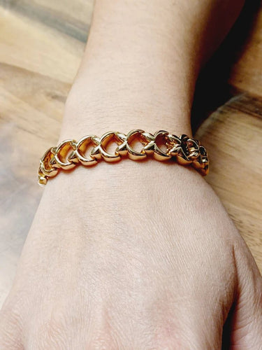 Bracelet Bracelet à mailles en demi-cercles en or champagne 18 carats 58 Facettes