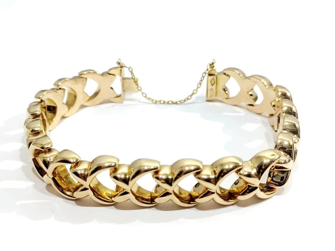 Bracelet Bracelet à mailles en demi-cercles en or champagne 18 carats 58 Facettes