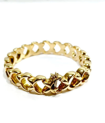 Bracelet Bracelet à mailles en demi-cercles en or champagne 18 carats 58 Facettes