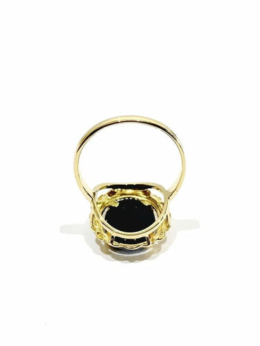 Bague 59 Bague camée bleu en or jaune 18 carats 58 Facettes