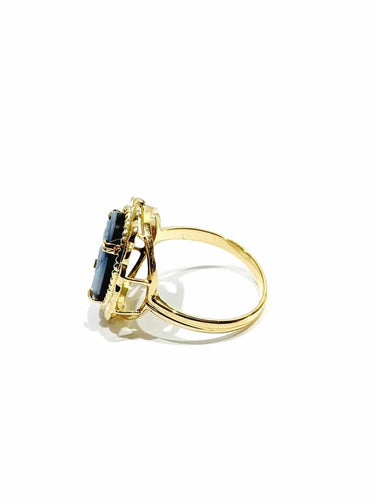 Bague 59 Bague camée bleu en or jaune 18 carats 58 Facettes