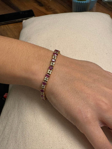 Bracelet Bracelet en or jaune, diamants et rubis 58 Facettes