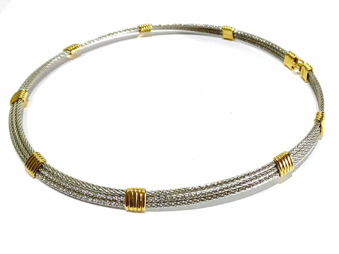 Collier Fred Force 10 - Collier ras de cou en or 18 carats et acier 58 Facettes