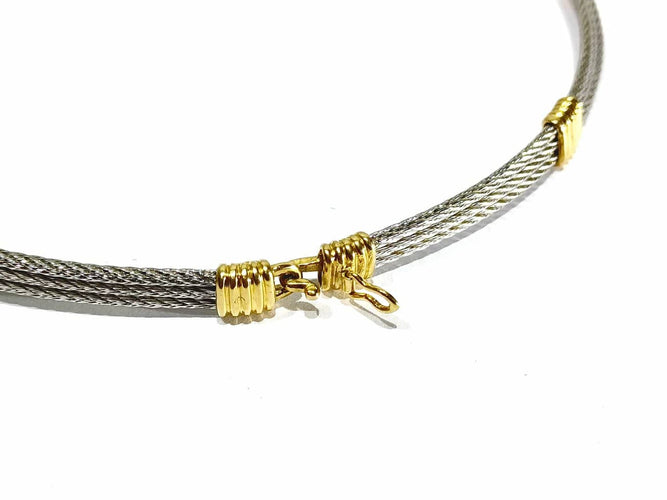 Collier Fred Force 10 - Collier ras de cou en or 18 carats et acier 58 Facettes