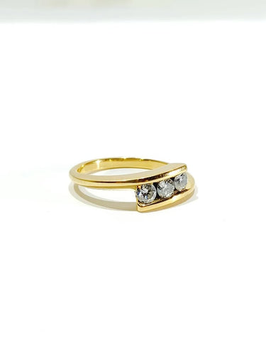 Bague 54 Alliance - Bague en or champagne 18 carats et diamants 58 Facettes 3470