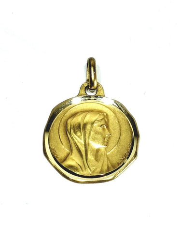 Pendentif Augis - Médaille Vierge Marie / Notre-Dame de Lourdes en or jaune 18 carats 58 Facettes