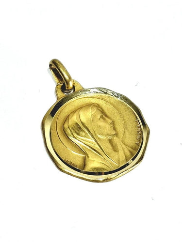 Pendentif Augis - Médaille Vierge Marie / Notre-Dame de Lourdes en or jaune 18 carats 58 Facettes