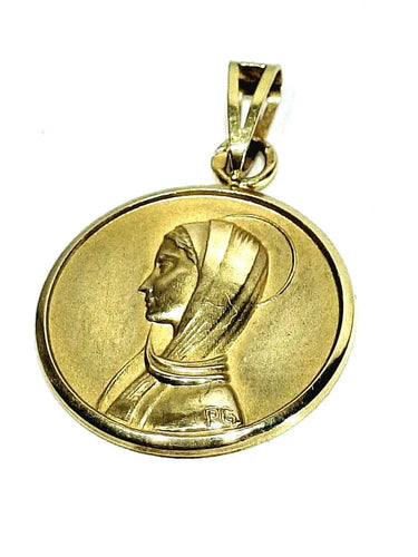 Pendentif Médaille de la Vierge en or jaune 18 carats et or rose 58 Facettes