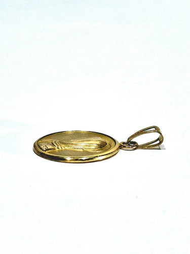 Pendentif Médaille de la Vierge en or jaune 18 carats et or rose 58 Facettes