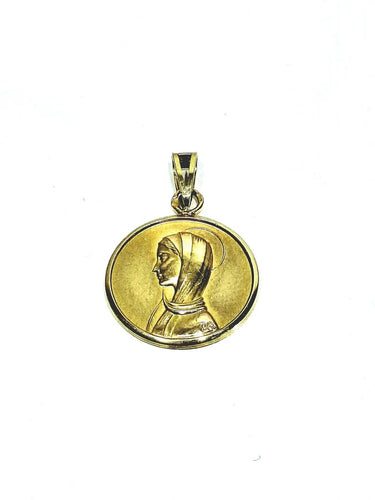Pendentif Médaille de la Vierge en or jaune 18 carats et or rose 58 Facettes