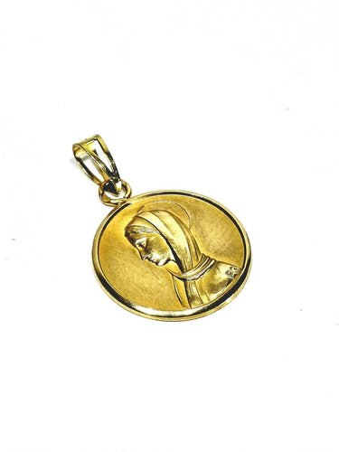 Pendentif Médaille de la Vierge en or jaune 18 carats et or rose 58 Facettes