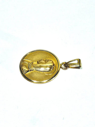 Pendentif Médaille de la Vierge en or jaune 18 carats et or rose 58 Facettes