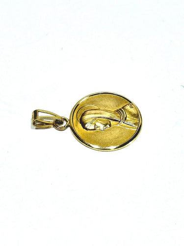 Pendentif Médaille de la Vierge en or jaune 18 carats et or rose 58 Facettes