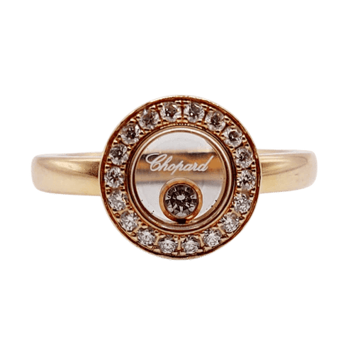Bague 48 Chopard Happy Diamonds - Bague pavée de diamants en or rose 18k 58 Facettes A06339