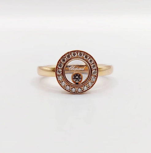 Bague 48 Chopard Happy Diamonds - Bague pavée de diamants en or rose 18k 58 Facettes A06339