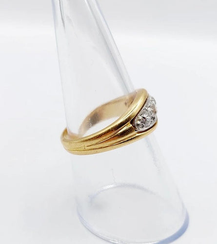 Bague 53 Bague Art déco bombée en or 18k et platine, diamants taille ancienne 58 Facettes A06488