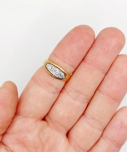 Bague 53 Bague Art déco bombée en or 18k et platine, diamants taille ancienne 58 Facettes A06488