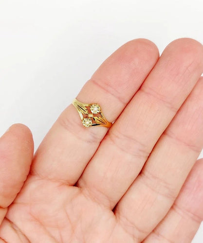 Bague 55.5 Bague toi et moi Art nouveau en or jaune 18k et perles 58 Facettes A06501