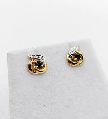 Boucles d'oreilles Puces d’oreilles Art nouveau vintage en or 18k et saphirs 58 Facettes A06585