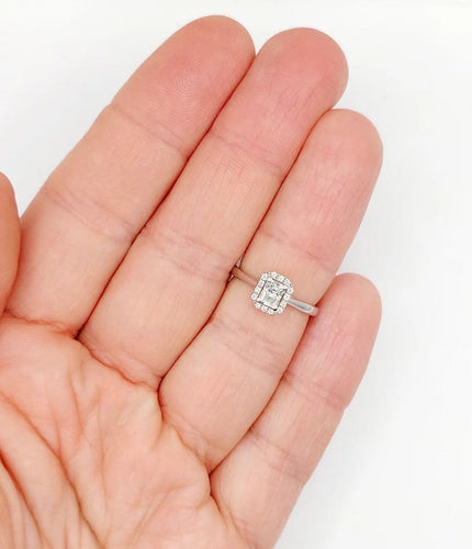 Bague 51 Bague solitaire vintage en or blanc 18k avec diamants 58 Facettes A06627