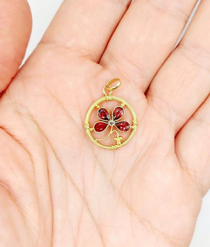 Pendentif Pendentif trèfle Art nouveau en or 18k avec diamant taille rose 58 Facettes A06631