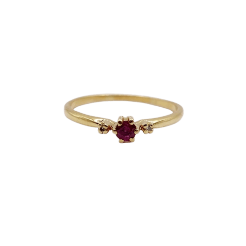 Bague 57 Bague vintage en or 18k, rubis et diamants 58 Facettes A06646