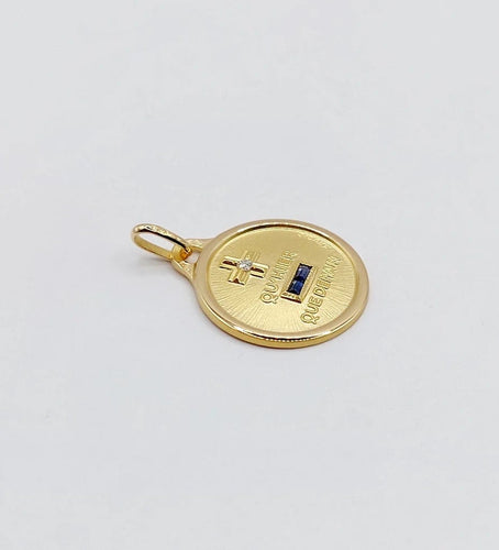 Pendentif AUGIS - Pendentif Médaille d’Amour en or jaune 18k, saphir et diamant 58 Facettes J10720X000