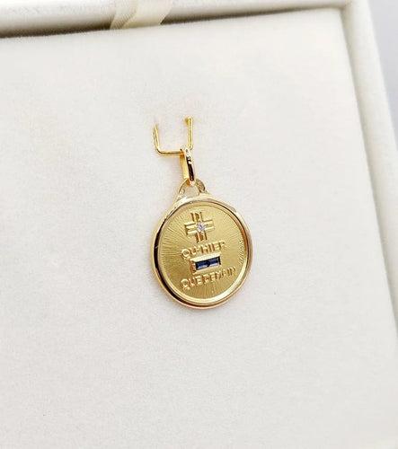 Pendentif AUGIS - Pendentif Médaille d’Amour en or jaune 18k, saphir et diamant 58 Facettes J10720X000