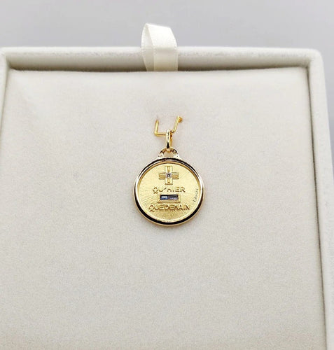 Pendentif AUGIS - Pendentif Médaille d’Amour en or jaune 18k, saphir et diamant 58 Facettes J10720X000