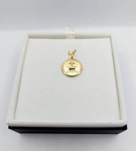 Pendentif AUGIS - Pendentif Médaille d’Amour en or jaune 18k, saphir et diamant 58 Facettes J10720X000
