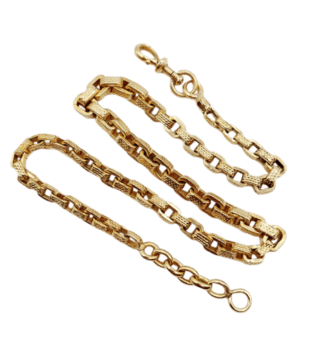 Montre Chaîne giletière de montre en or jaune 18k avec fermoir mousqueton (circa 1900) 58 Facettes A05151