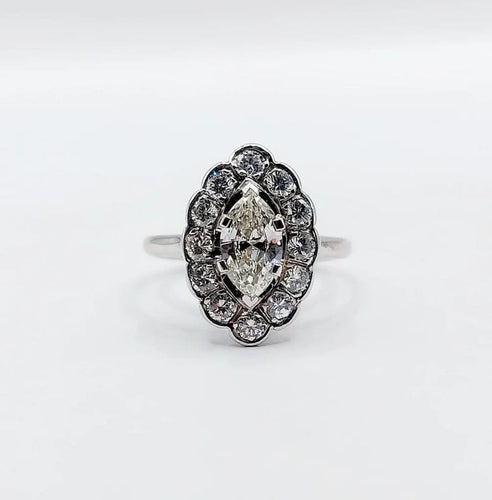 Bague 50 Bague marquise Art déco en or blanc 18k et diamants 58 Facettes A05282