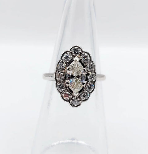 Bague 50 Bague marquise Art déco en or blanc 18k et diamants 58 Facettes A05282