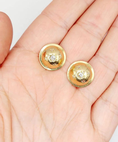 Boucles d'oreilles Puces d’oreilles Art déco demi-sphères en or 18k et diamants 58 Facettes A03419