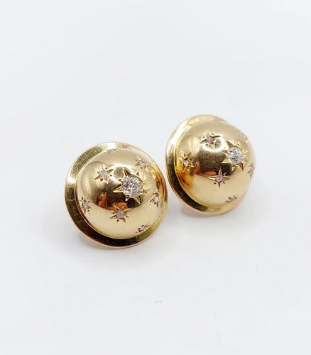Boucles d'oreilles Puces d’oreilles Art déco demi-sphères en or 18k et diamants 58 Facettes A03419