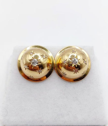Boucles d'oreilles Puces d’oreilles Art déco demi-sphères en or 18k et diamants 58 Facettes A03419