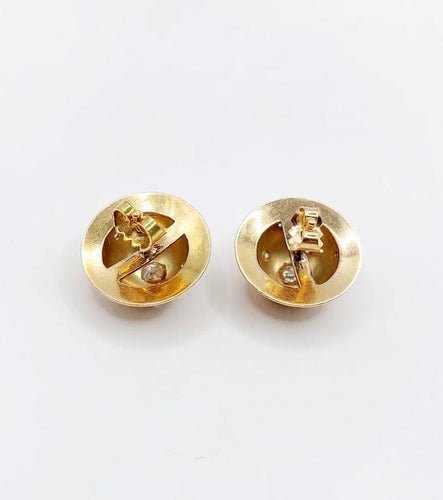 Boucles d'oreilles Puces d’oreilles Art déco demi-sphères en or 18k et diamants 58 Facettes A03419
