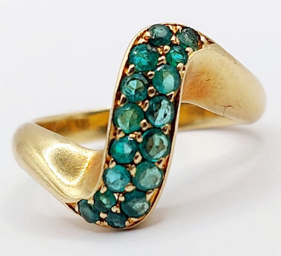 Bague 49 Bague jonc vintage en or 18k pavée d’émeraudes 58 Facettes A04057