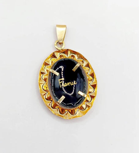 Pendentif Pendentif Art nouveau en or rose 18k avec plaque émaillée 58 Facettes A05510